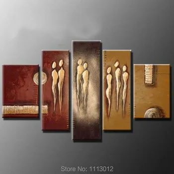 

High Quality Hand Painted 5pcs Set Boy And Girl Oil Painting On Canvas Home Wall Art Decoration Modern Picture For Living Room