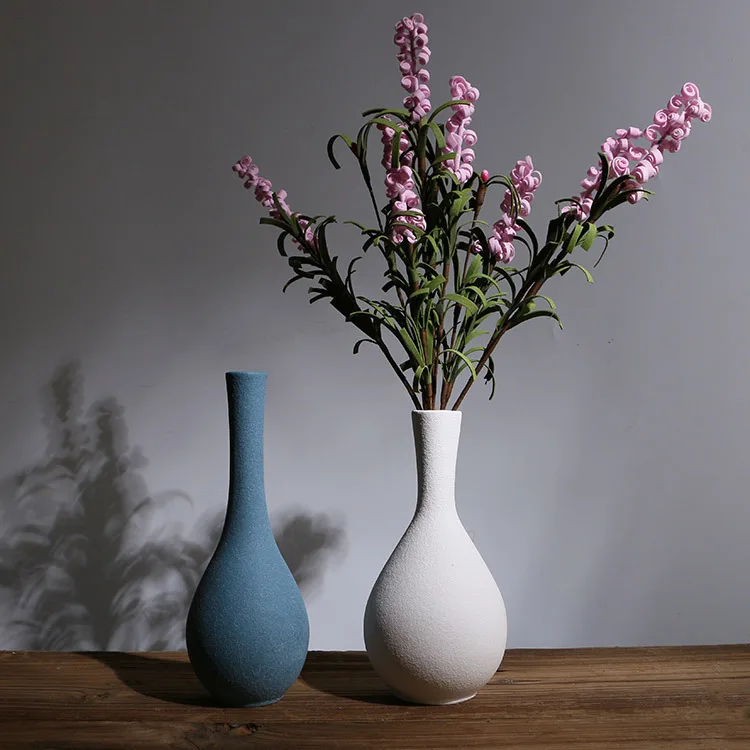 

Succulent White Porcelain Vase Dining Table Living Room Table Decoration Dried Flower Vase Blue Literary Simple Modern Vase