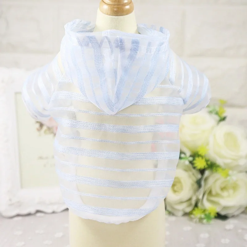 Summer Breathable Reflective Sunscreen Dog Clothes Transparent Striped