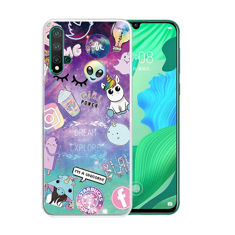 Soft Silicone Clear TPU Case for Huawei Nova 5T 6 SE 5i 5 4 4E 3E 3i 3 Y6 Y7 Pro Y9 Prime 2019 Durable Draiwng Painted Cover | Мобильные