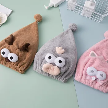 

Protective Curly Hair Towel's Cartoon Shape Coral Velvet Shower Cap Dry Hair Cap Towel Lovely Sexy Lips Adult/Child Towels