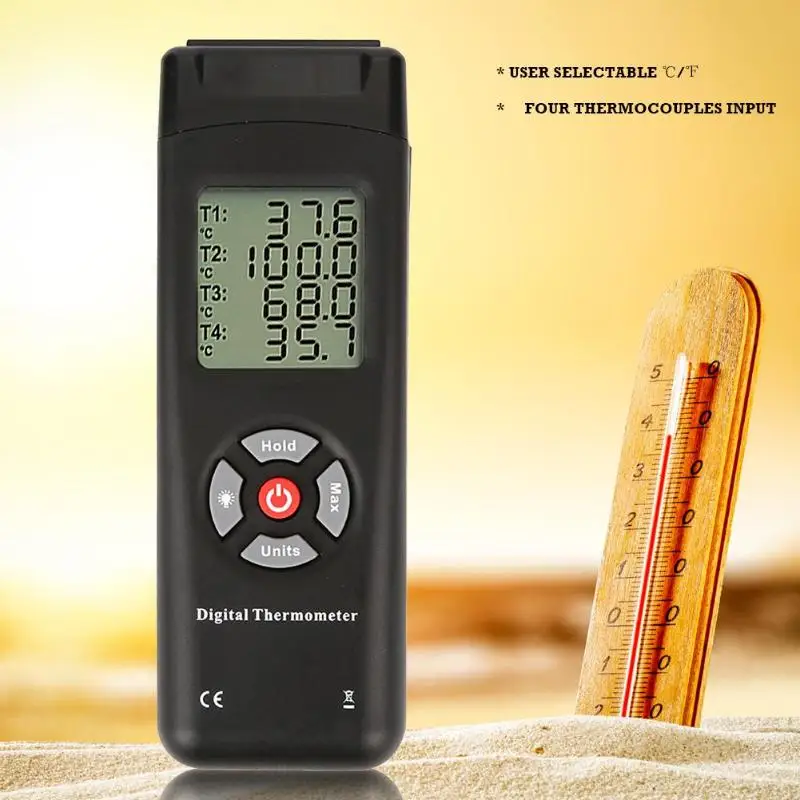 Digital Thermocouple Thermometer 4 Channel K Type Inputs Temperature Tester
