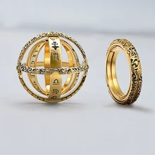 Vercret 925 plata esterlina astronómica esfera anillo de bola vintage pareja amante joyería regalos