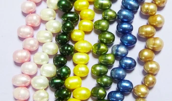

DF-125-15# 7PCS Mixed color DANCING TEARDROP FRESHWATER PEARL BEADS 8-9MM 15"