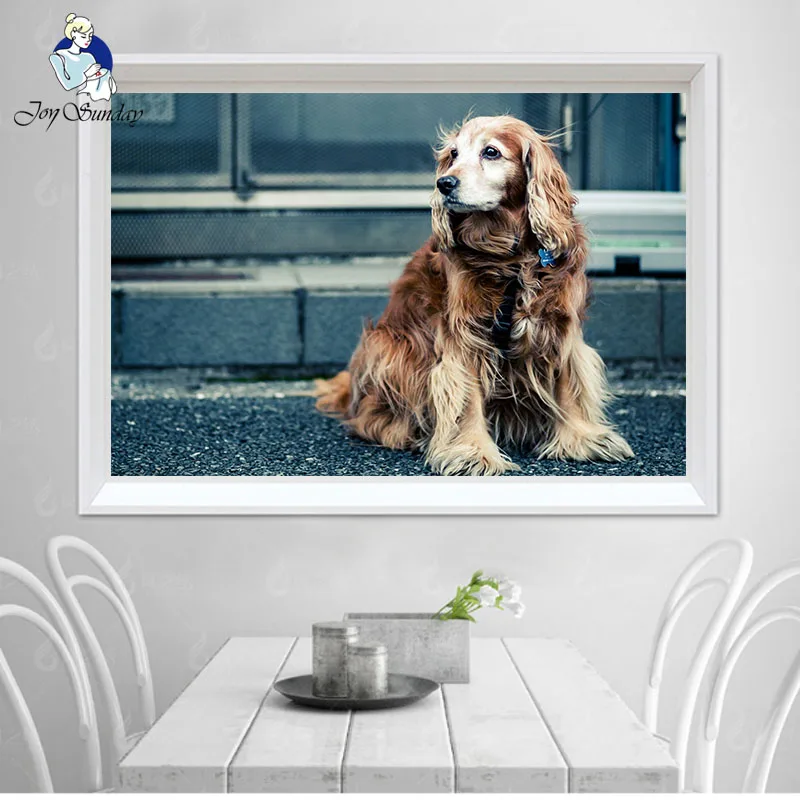 

JOY SUNDAY 5D DIY diamond painting lovely dog diamond embroidery cross stitch digital inlaid rhinestone home decoration 9