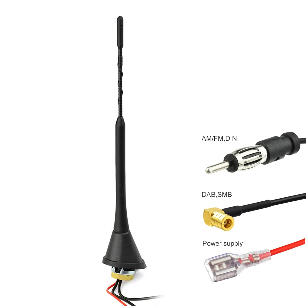 EIGHTWOOD-Antenne Radio DAB + FM pour Voiture, Aileron de Requin, Montage  sur Toit, avec Amplificateur Connecteur SMB, pour BlauBE kt JVC MendPioneer