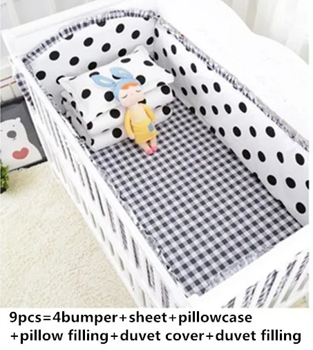 Ensembles de pare-chocs à points pour bébé 6/9 pièces | Ensemble complet de couverture de protection pour bébé, beau bébé, décor de chambre à coucher, berceau