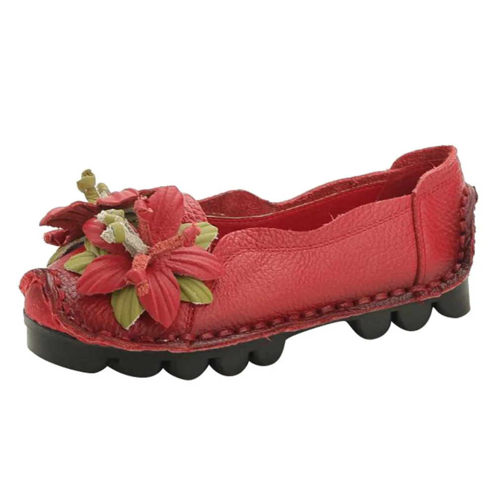 2019 Women's casual shoes handmade shoes national wind shallow mouth soft bottom flat shoes non-slip wear shoes for ladies 40J5 (4)