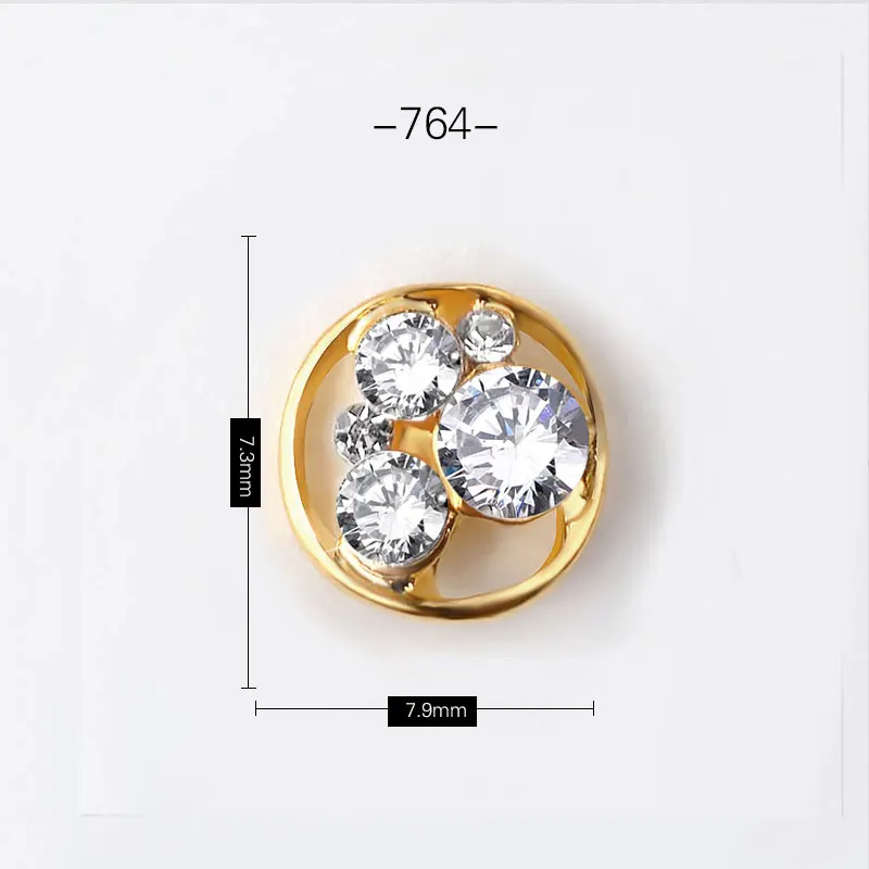 5 шт. кристалл AB блестящий дизайн ногтей Стразы 3d полые металлические шпильки Звезда Сердце треугольник алмаз ювелирные изделия Япония Шарм украшения - Цвет: 5Pcs 764
