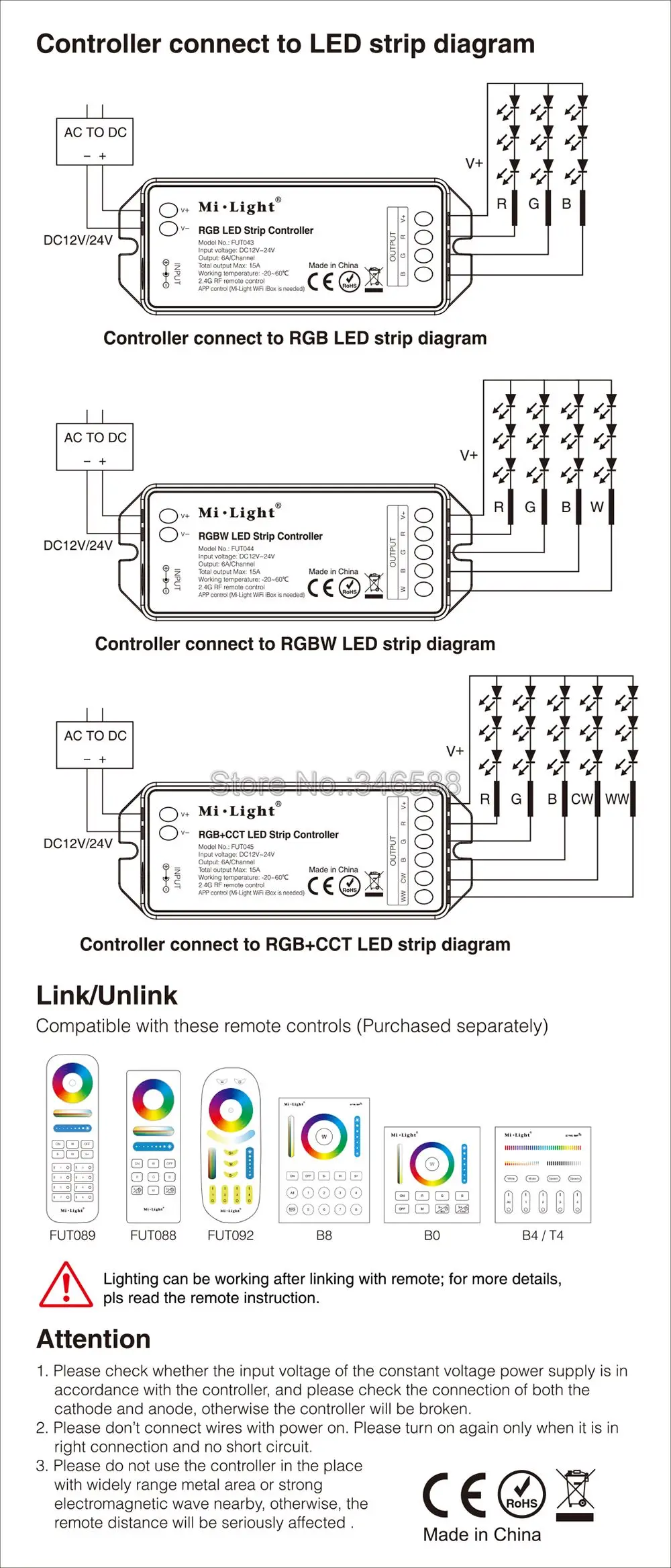 Ми. свет fut044 RGBW Светодиодные ленты контроллер DC12V 24 В 6a/CH Max 15A Wi-Fi Совместимые работать с RGBW rgbww Светодиодные ленты