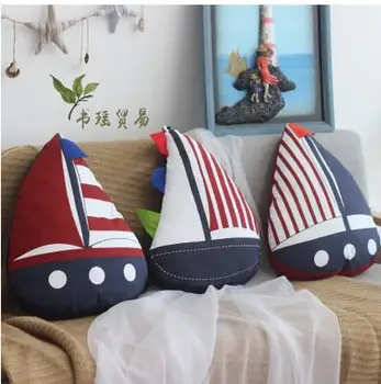 

48x42cm Mediterranean Sailboat pillow sea style back cushion car sofa lumbar pillow throw pillow kids gift
