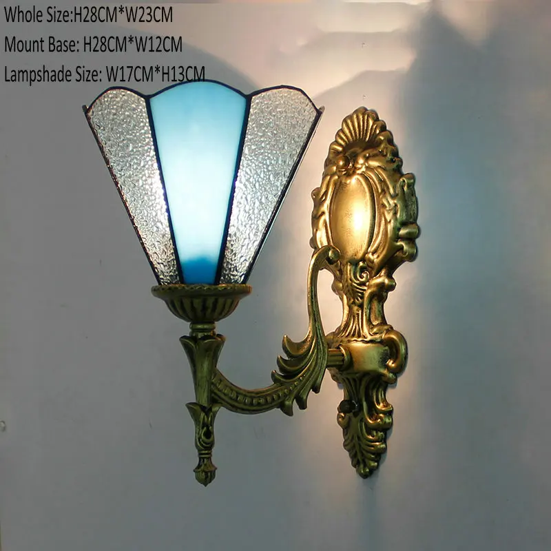 Artpad Европейский ретро вверх вниз витражи бабочка настенные светильники для спальни прикроватное зеркало в коридоре спереди E27 светодиодный турецкий светильник - Цвет абажура: H