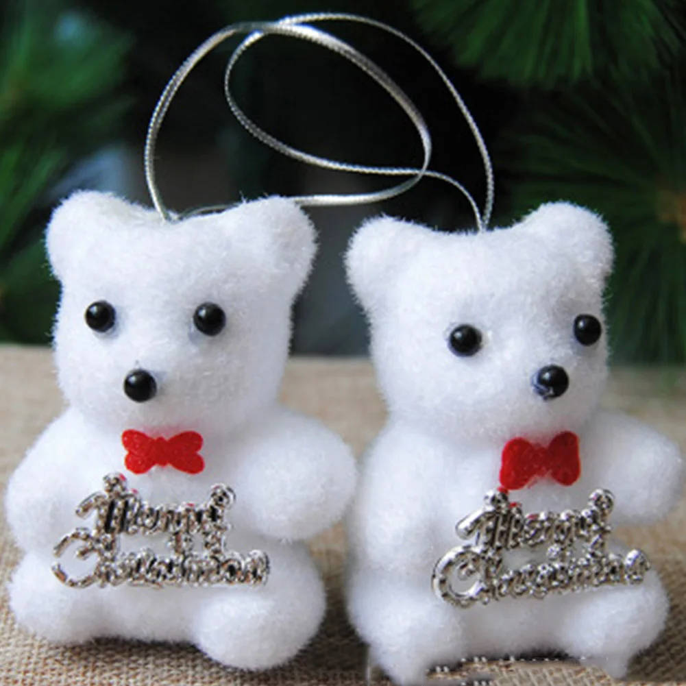 

2pcs/Bag Foam Bear Deer Christmas Tree Decoration Festival Home Decor Children Toys Indoor Hanging Ornament White Bear Dift