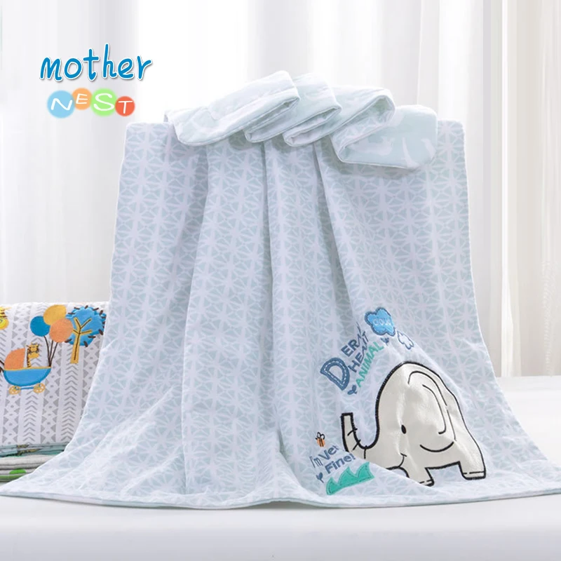 100% мягкий хлопок PP Детское одеяло для новорожденных двойной пеленать Обёрточная бумага мягкая дышащая С Рисунком Слона Дизайн кровать