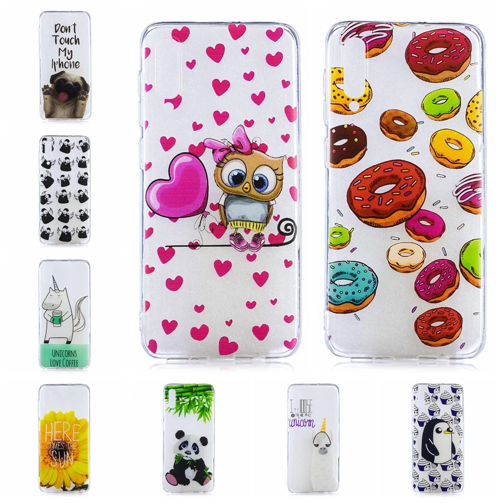 

Luxury Soft Silicone TPU phone case For Samsung Galaxy A30 A50 M10 M20 phone cover lovely unicorn owl panda Painted cases fundas