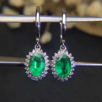 

Emerald earring Free shipping Natural real emerald 925 sterling silver Earring