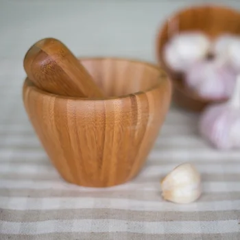 

Natural bamboo mortar household mortars bamboo cooking tools kitchen accessories vegetable juice tools