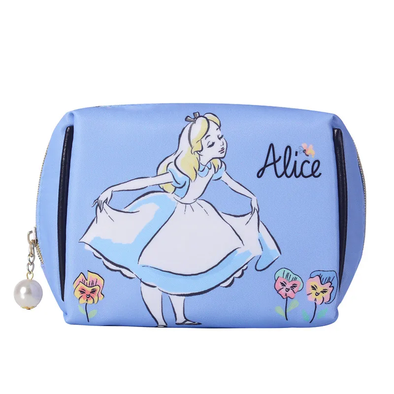 Сумка для макияжа с рисунком Алисы в стране чудес, голубой, розовый, косметичка для путешествий, женский красивый чехол, водонепроницаемые сумки для хранения туалетных принадлежностей