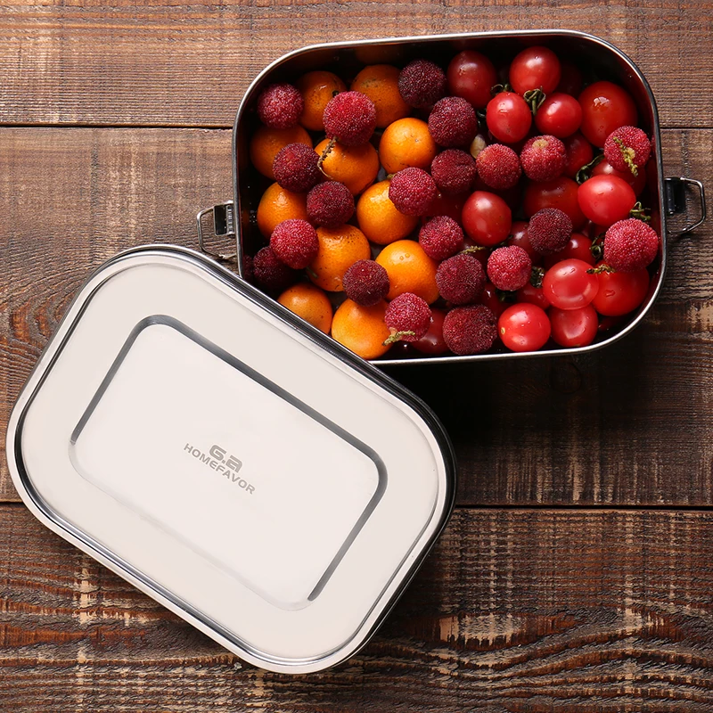 

Top Grade 304 Stainless Steel Lunch Box Large Metal Bento Box Snack Food Container Outdoor Storage Box New Custom