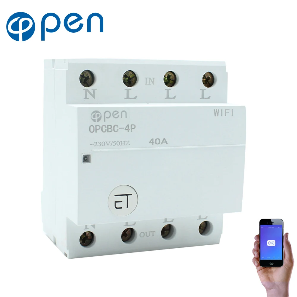 

OPEN WIFI 4P 40A Din Rail WIFI Circuit Breaker relay type Smart Switch Remote control by eWeLink APP
