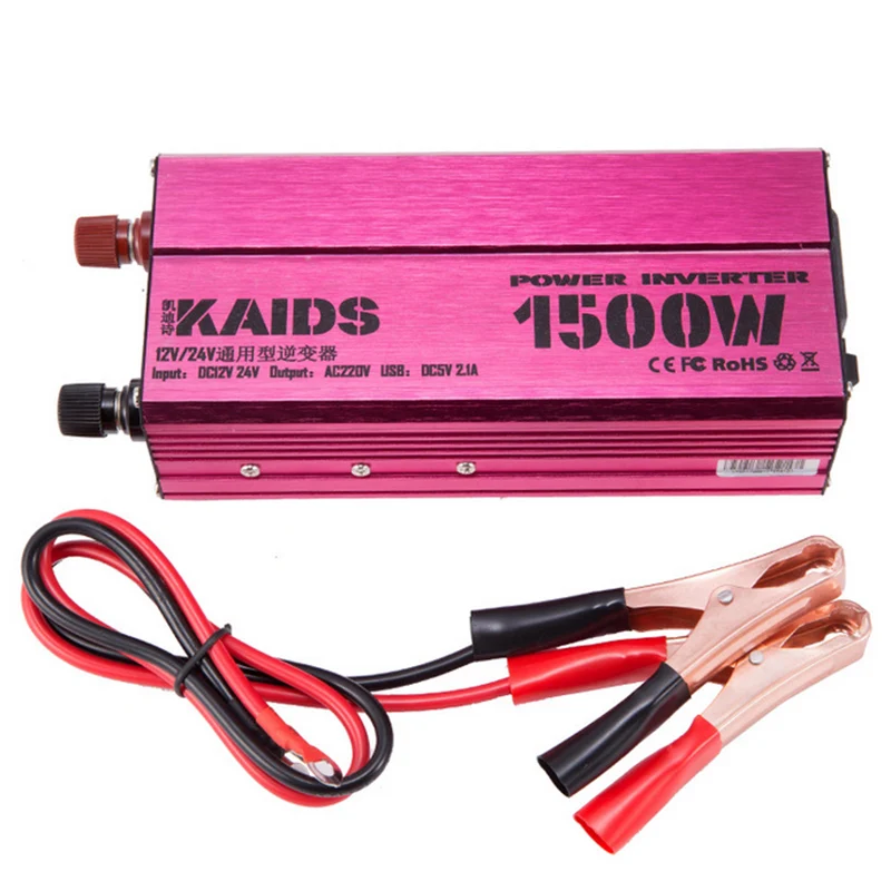 

Car Power Inverter 12/24V To AC 220/110V 1500W USB Modified Sine Wave Converter Overload Protection 5V 2100MA USB Car Charger