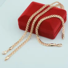 1 Набор 5 мм Мужской Женский набор из 585 розового золота ювелирный браслет, ожерелье цепь(без красной коробки