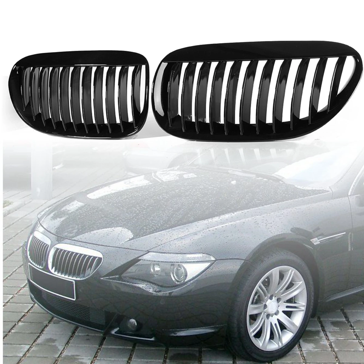 Пара черный глянец Передние решетки R& L для BMW E63/E64 M6 650Ci 645Ci 2005 2006 2007 2008 2009 2010