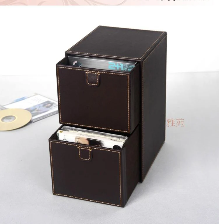 Me 2 Layer 2 Drawer Leather Desk Cd Dvd Sundries Container Storage