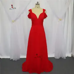 Robe Demoiselle d'honneur 2017 красные дешевые пикантные платья подружек невесты высокого качества реальные длинные свадебные вечерние платья спереди