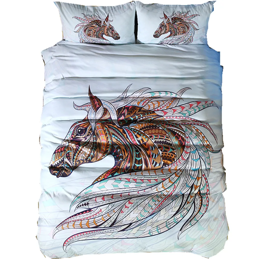 

Safari 3D Horse Bedding Set Printed Duvet Cover Set Animal Bed Cover Pillow Case Twin Full Home
