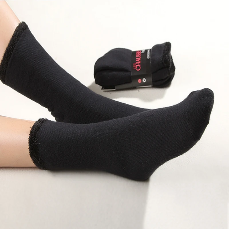

2 Pairs/Lot High Quality Terry Black Sock Double Layer Super Thickening Thermal Cotton Socks Autumn Winter Warm Women's Socks