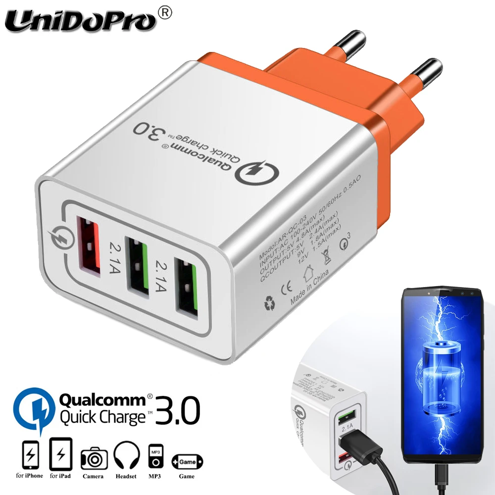 

Quick Charge QC 3.0 3-USB Euro Fast AC Wall Charger for Blackview BV5500 BV5800 BV9500 BV9600 BV9700 Pro / A60 A30 / MAX 1 / S6