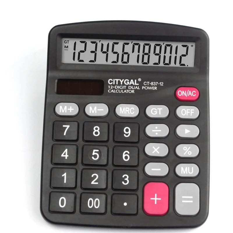 12 أرقام شاشة كبيرة حاسبة البطارية الشمسية ضوء بالطاقة مكتب المنزل الكمبيوتر