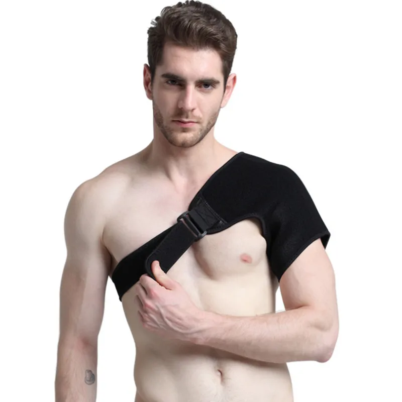 

Adjustable Single Shoulder Support Back Brace Guard Strap Wrap Belt Breathable Gym Sports Care Band Pads Black Bandage