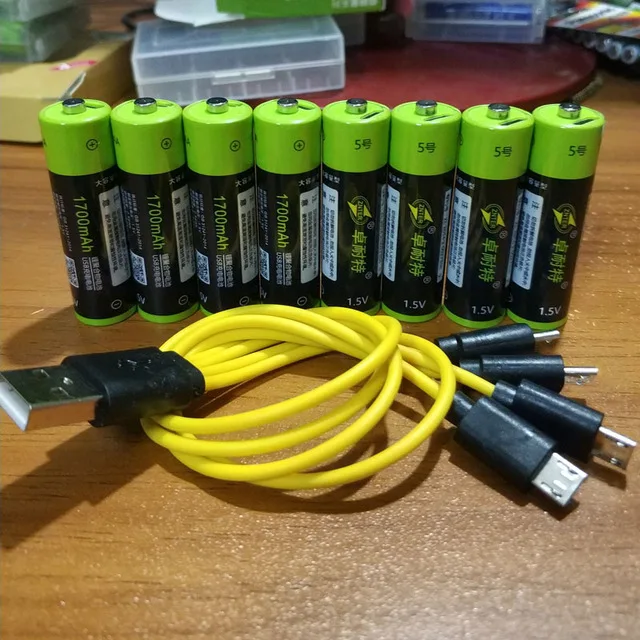 8 шт. ZNTER 2550mwh 1,5 V USB AA 1700mAh литий-полимерный литий-ионный аккумулятор с USB кабелем 2 часа быстрой зарядки