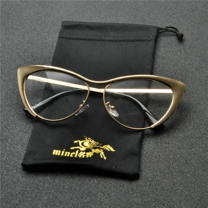 

MINCL Oversized Round Glasses Frame Women Men Fashion Transparent Glasses Unisex Metal Cat Optical Eyeglasses Frames NX