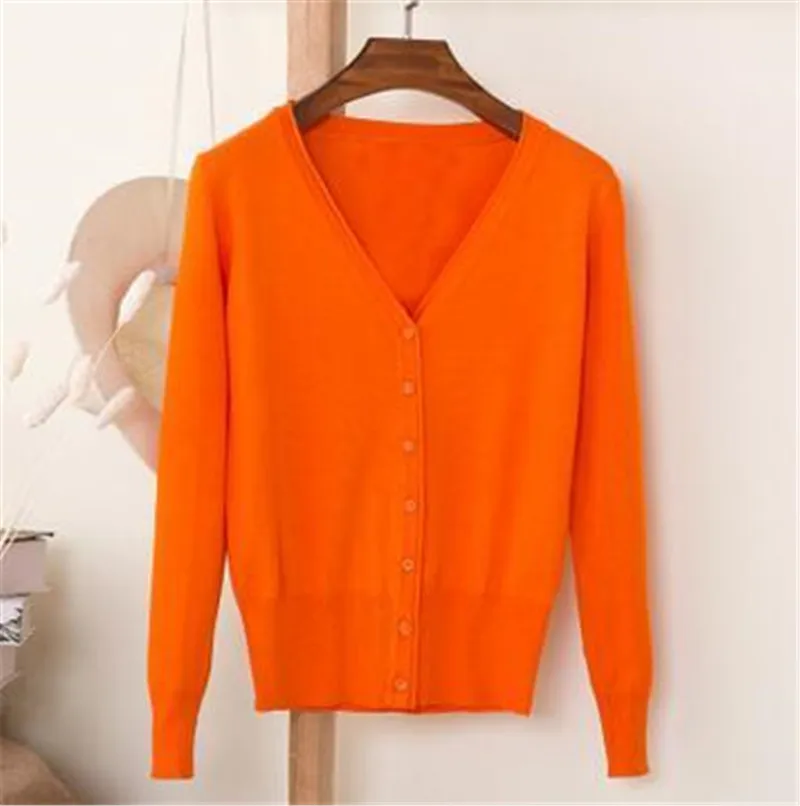 Весна осень однобортный вязаный свитер с длинным рукавом для девушек плюс размер 4XL кардиган женский свитер пальто большого размера 3603 - Цвет: dark orange
