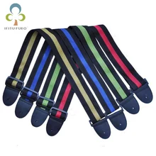 1 шт. Регулируемый мягкий прочный нейлоновый классический гитарный электроакустический бас-гитарный ремень с ремнем из искусственной кожи Аксессуары для гитары GYH