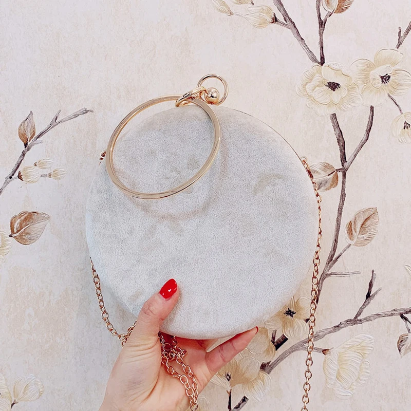 Famous Designer Women Evening Chain Bag Beige Ladies Luxury Embroidery Flower Vintage Clutch Bag Round Purse and Hand Bags Beige