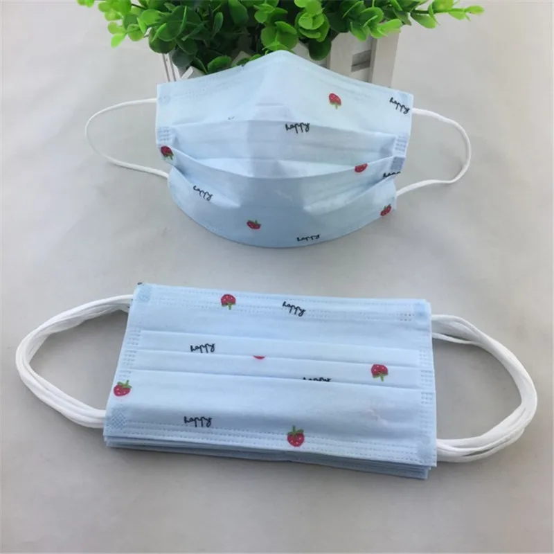 10PCS Anti-dust Windproof Disposable Mouth Mask Cute Cartoon Non-woven 3 Layers Anti Haze Adult Printed Masks - Цвет: 9