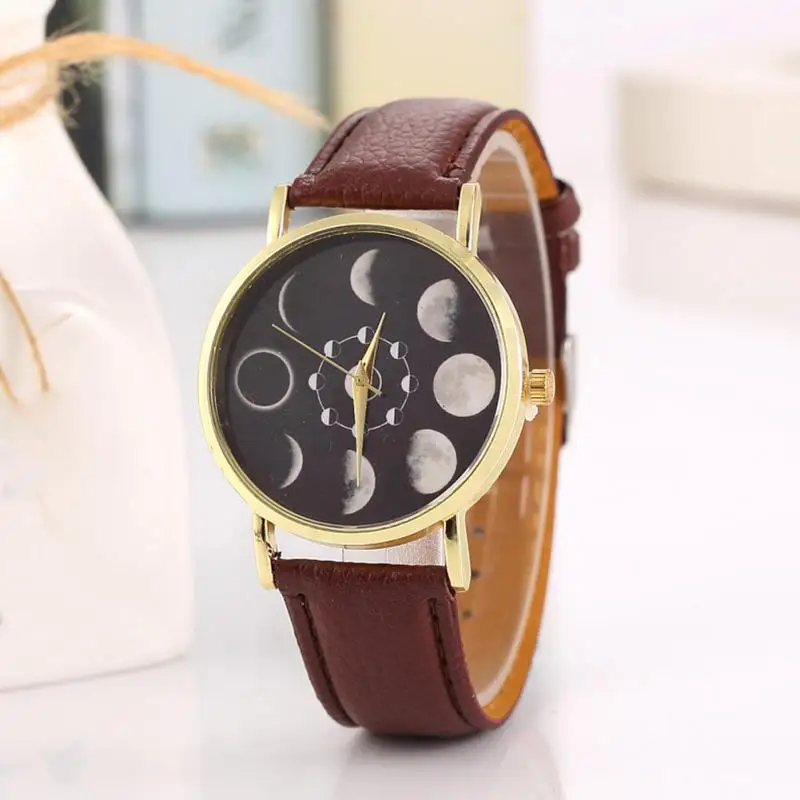 Relogio Feminino Солнечный moon phase лунное затмение часы женские стильные кварцевые