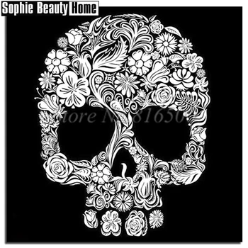 

Full DIY 5D Diamond Painting Cross Stitch Flowers Skull Diamond Embroidery Pattern Rhinestone Diamond Mosaic Home Decor 194030