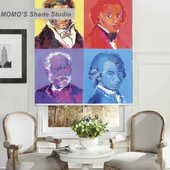 

MOMO Roller Blinds Blackout Design Window Blinds Shades Painting Curtains Roller Shades Thermal Fabric Custom Size, PRB set527