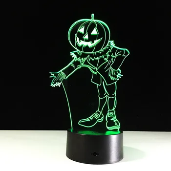 

Halloween Costumes Pumpkins 3D Night Light Acylic Visual LED USB Desk Table Lamp For Home Atmosphere Lamp Baby Sleep Lighting