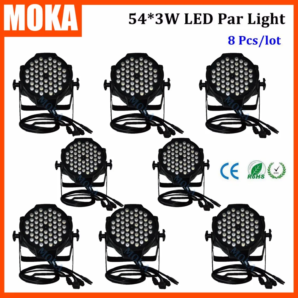 

8PCS/LOT Led Par Light 54*3W Aluminum Case High Quality Led Stage Light Magic Stage Lighting Effect for DJ Disco Party Stage