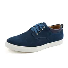 New 2018 Hot Sale Men’s Suede Cow Leather Casual Shoes Mens Spring Autumn Breathable Lace-Up Big Size Canvas Shoes Low Top Flats
