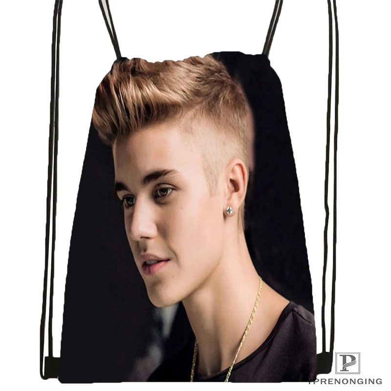 Custom Justin Bieber Drawstring Backpack Bag Cute Daypack Kids Satchel Black Back 31x40cm 180531 03 63