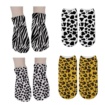 

Women Fashion 3D Animal Printed socks Women Cotton Low Cut Ankle Socks Kawaii Short Leopard Pattern Print Socks 7S-ZWS31