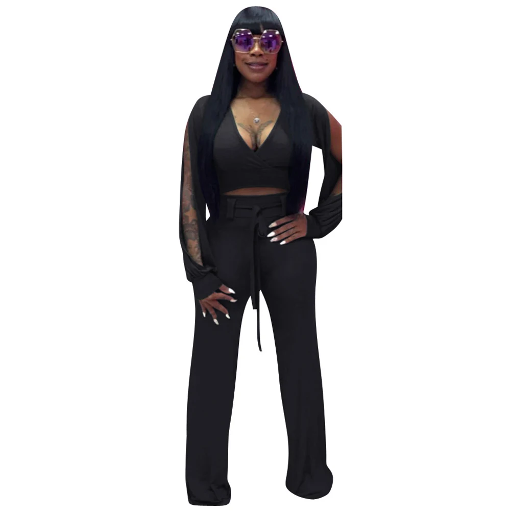 Buy Sexy Women Bodycon Jumpsuit Cut Out Solid Deep V