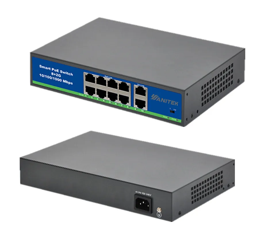 8POE + 2GE 120 W сетевой переключатель POE Ethernet 250 м расстояние сети Порты IEEE802.3af/at подходит для камеры системы видеонаблюдения/Беспроводной AP